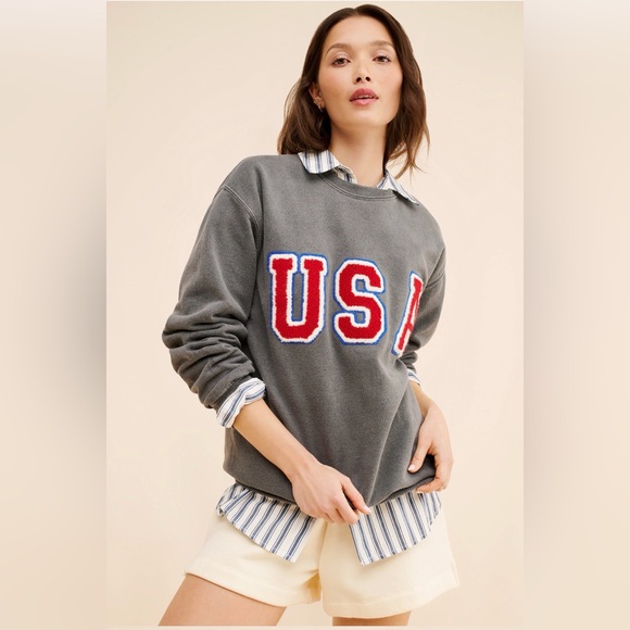 Anthropologie Tops - Anthropologie USA Patch Sweatshirt